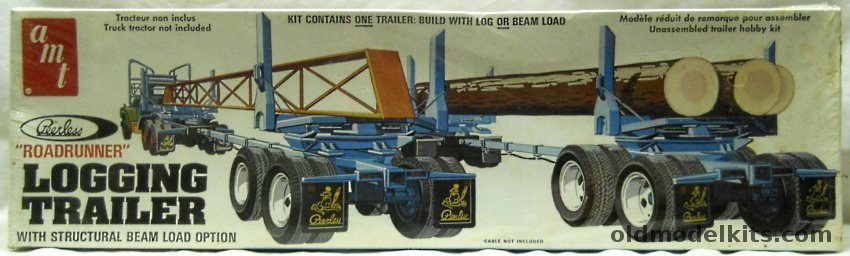 AMT 1/25 Peerless Roadrunner Logging Trailer With Log or Beam Load, T528 plastic model kit